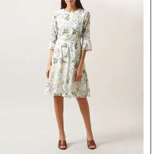 Hobbs London Green Floral Virginia Dress